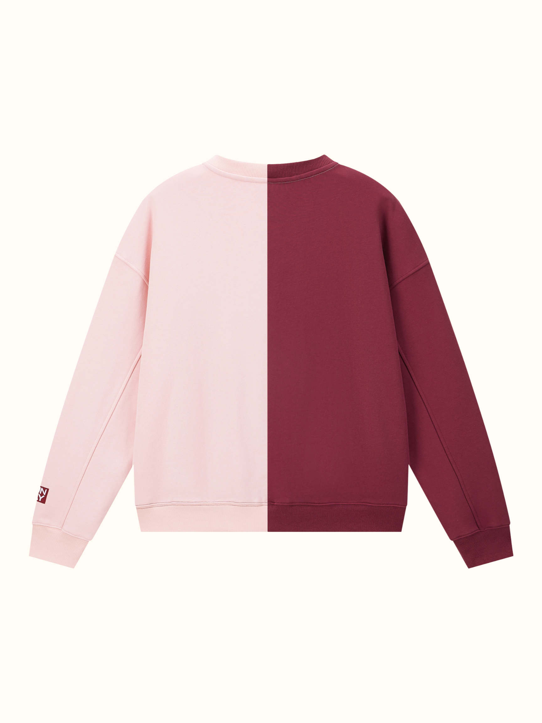 Contrast Split Oversized Crew - Cherry Crush