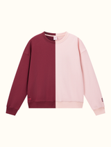 Contrast Split Oversized Crew - Cherry Crush