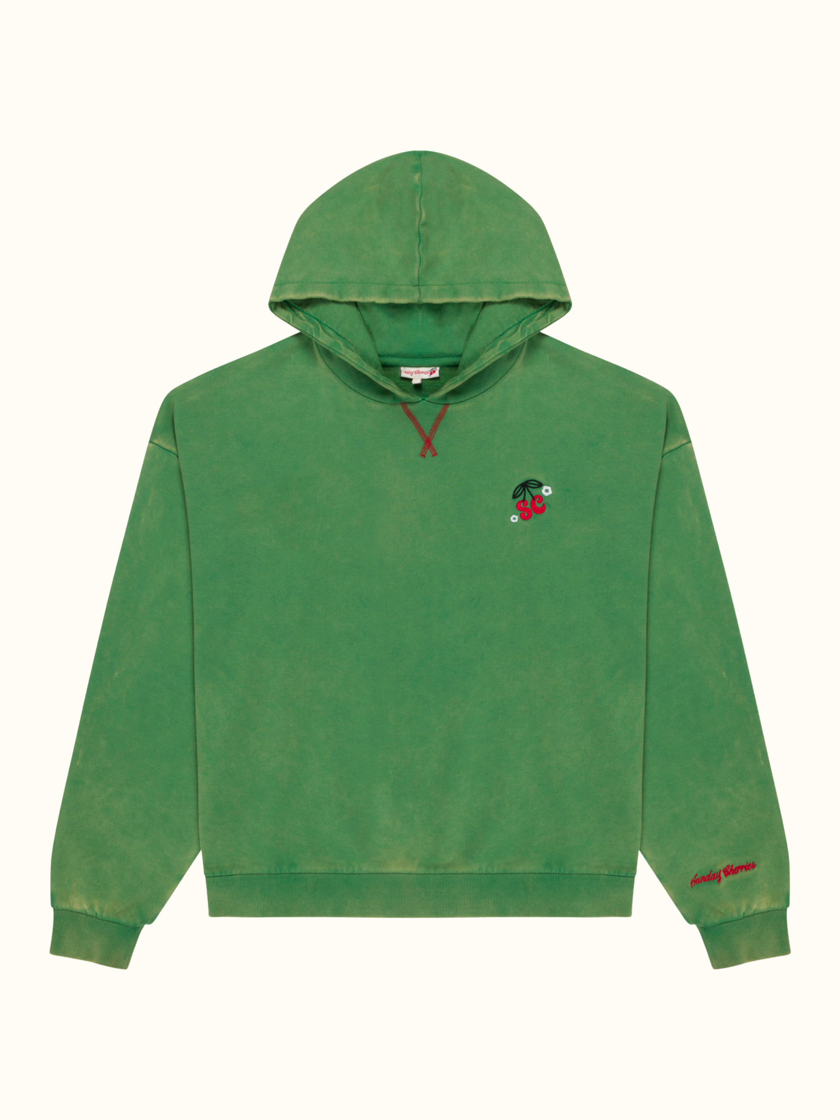 Vintage Washed Oversized Green Hoodie