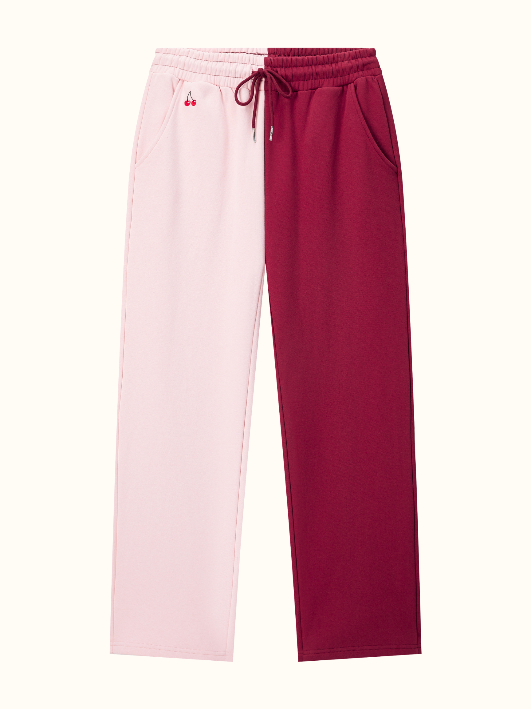 Contrast Split Sweatpants - Cherry Crush