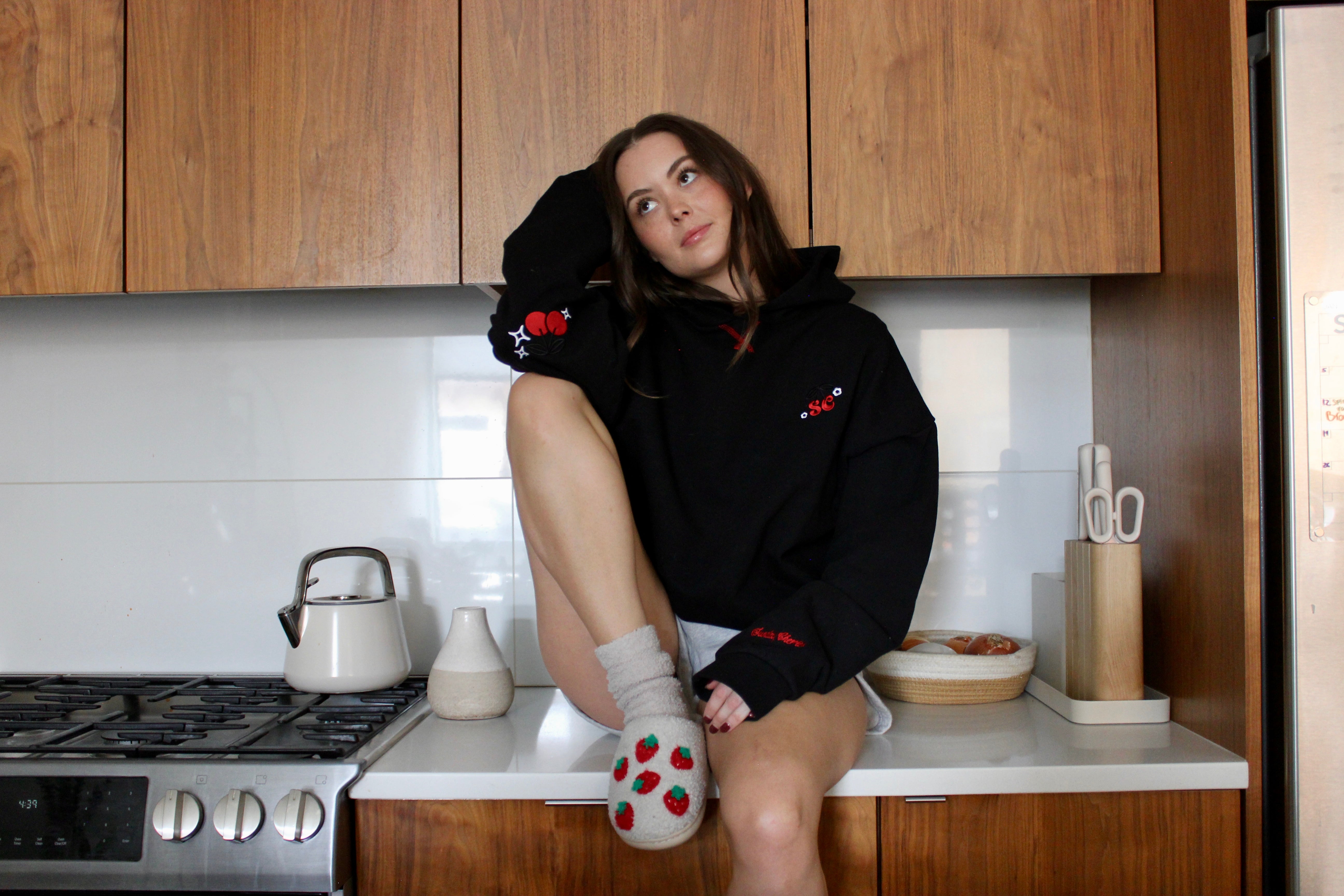 Sunday Cherries Black Hoodie 🖤