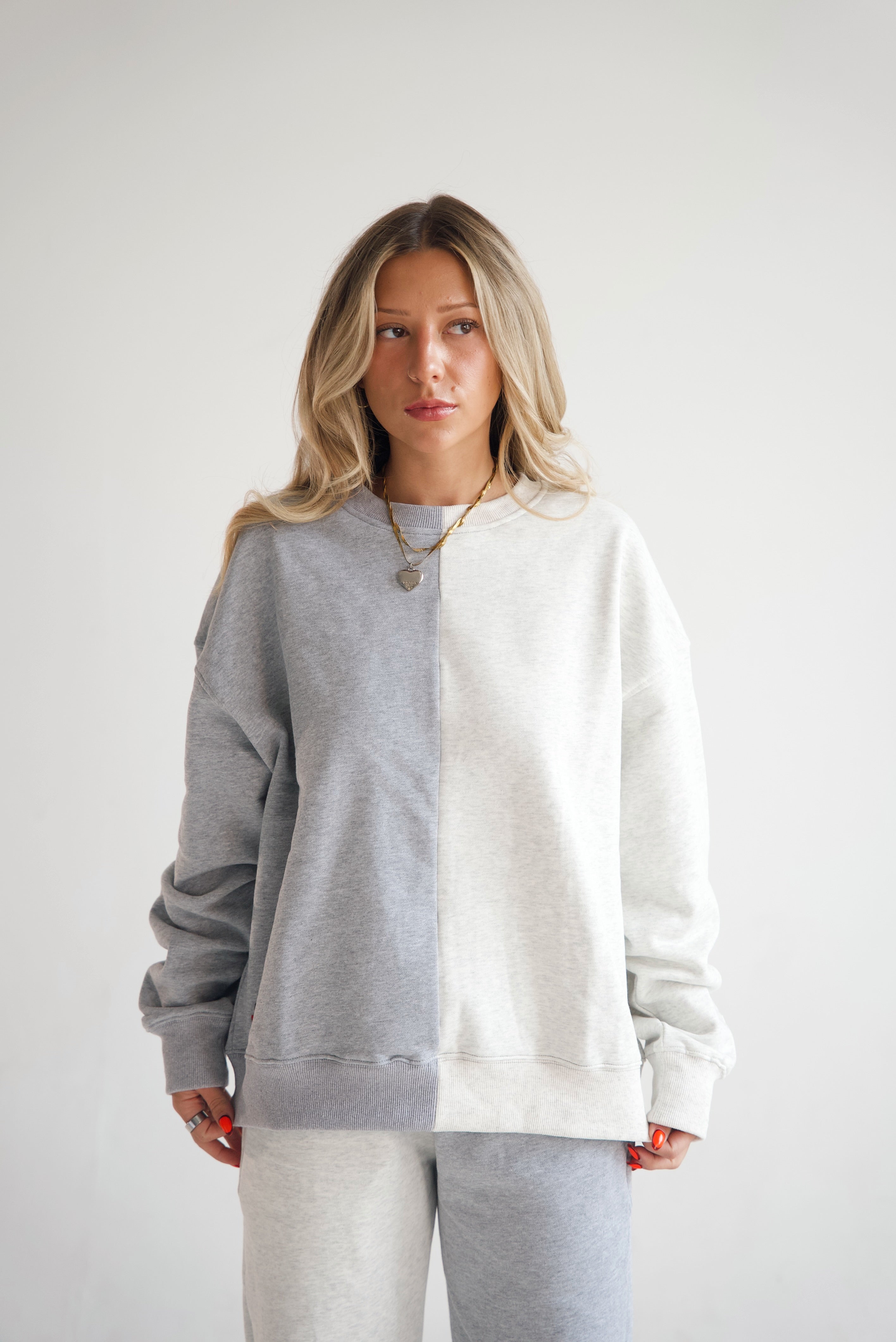 Contrast Split Oversized Crew