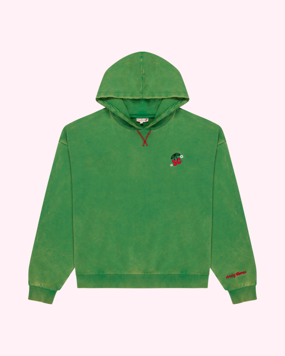 Sunday Cherries Green Hoodie